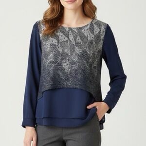 NEW Blue shimmer Blouse top m LARGE